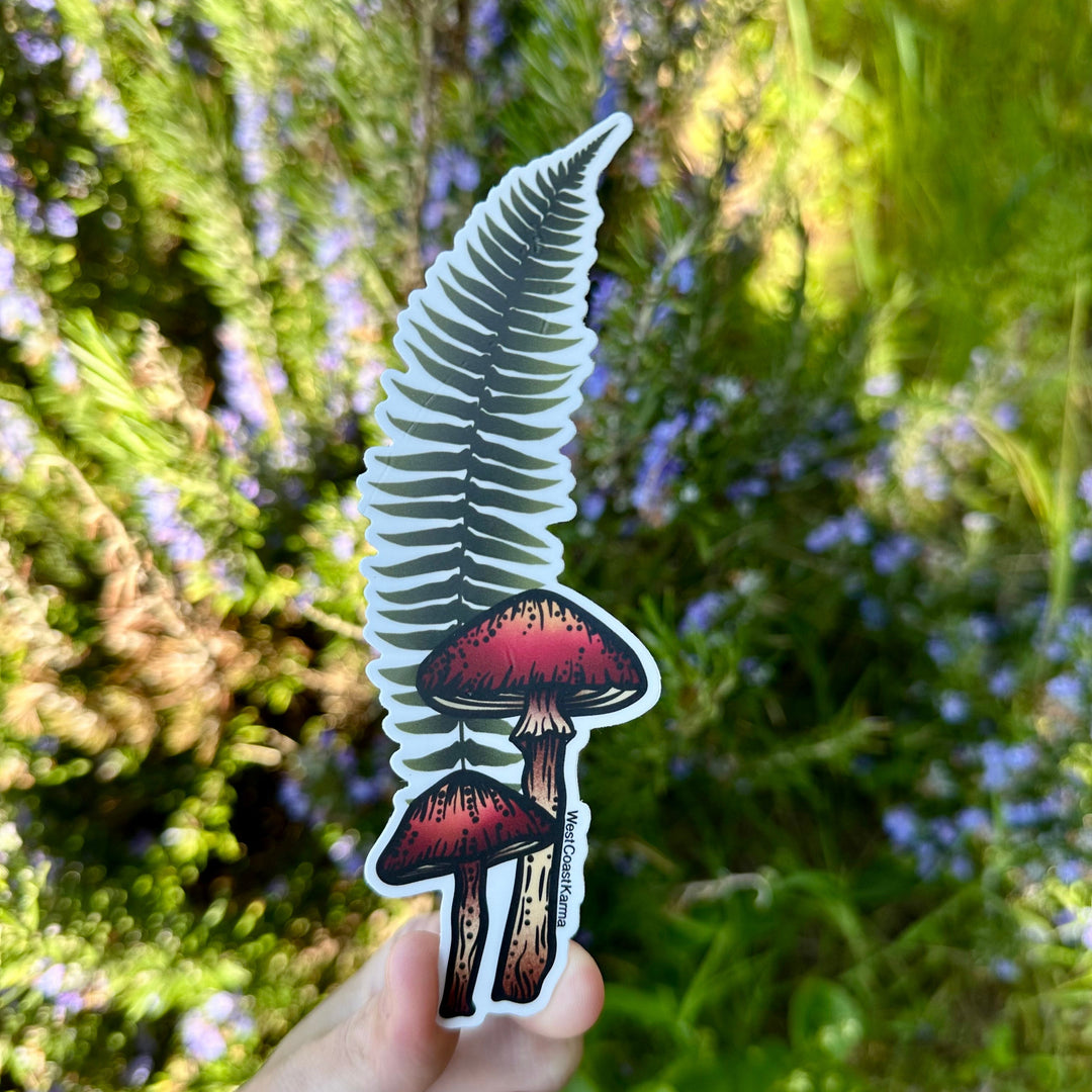 Mushroom Fern Colourful Sticker