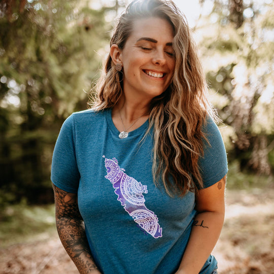 Mandala Watercolour VI Relaxed Tee in Heather Deep Teal