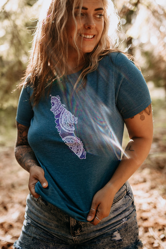 Mandala Watercolour VI Relaxed Tee in Heather Deep Teal