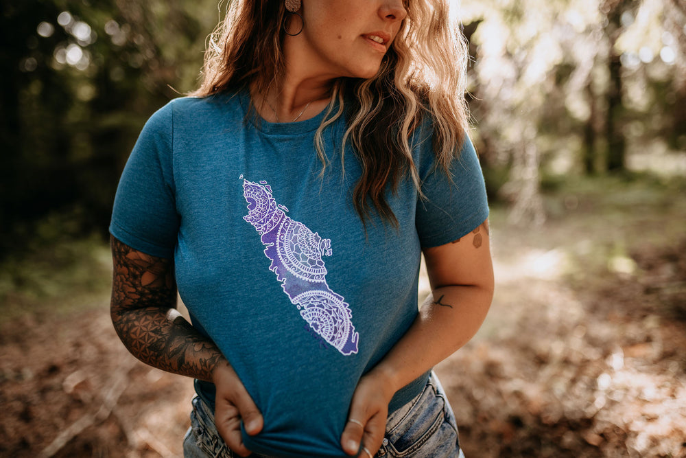 Mandala Watercolour VI Relaxed Tee in Heather Deep Teal