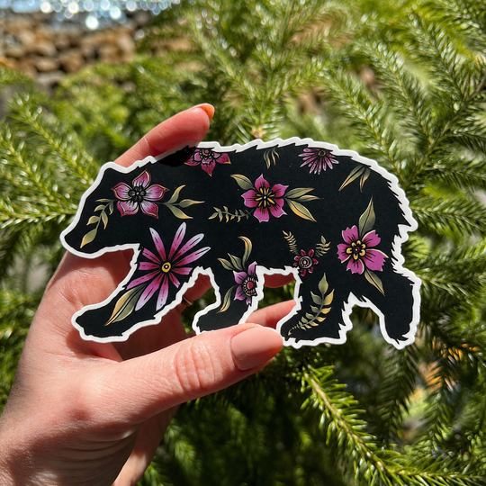 Floral Bear Vinyl Sticker