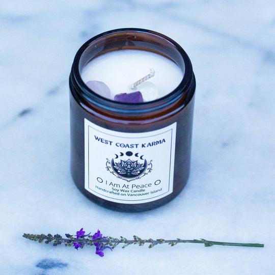 Lavender Vanilla "I Am At Peace"  Affirmation Candle