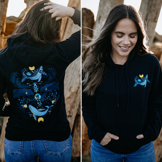 Colourful Cottage Bear Hoodie in Black