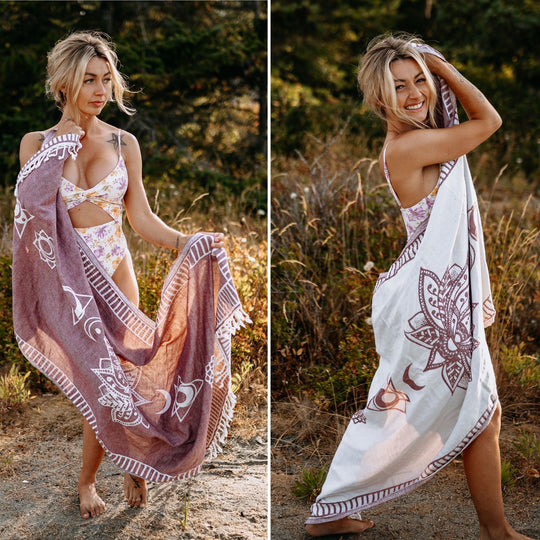 Burgundy Chakra Lotus 100% Cotton Turkish Towel