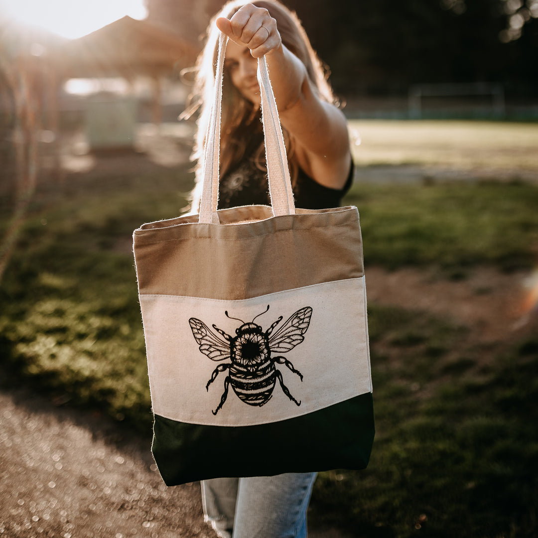Sunflower Bee 100% Cotton Canvas Tote