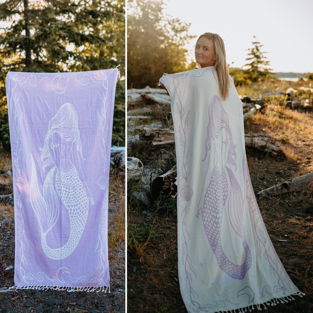 Coastal Lavender Mermaid 100% Cotton Turkish Towel