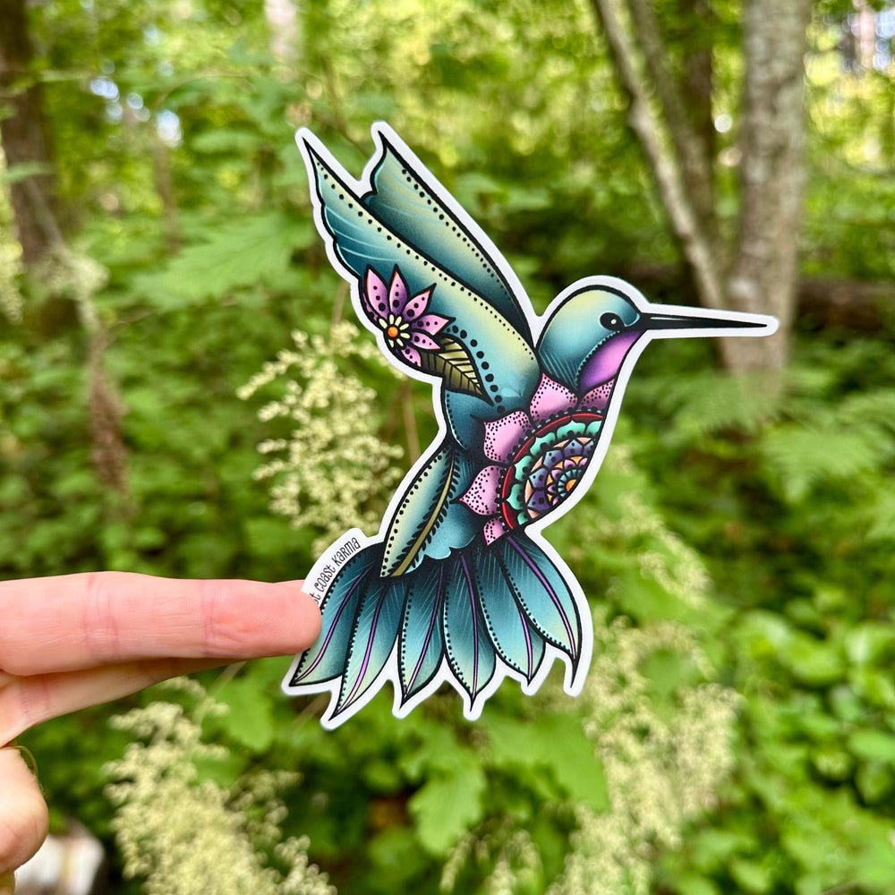 Flower Jade Hummingbird Sticker
