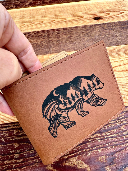 Engraved Nature Bear Wallet