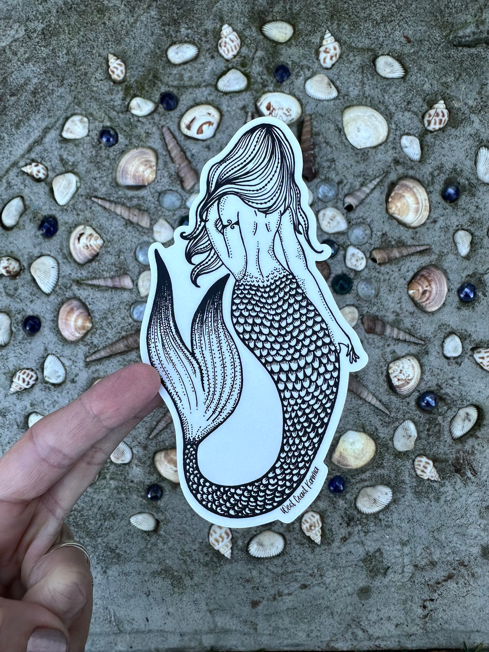 Mermaid Sticker Black and White