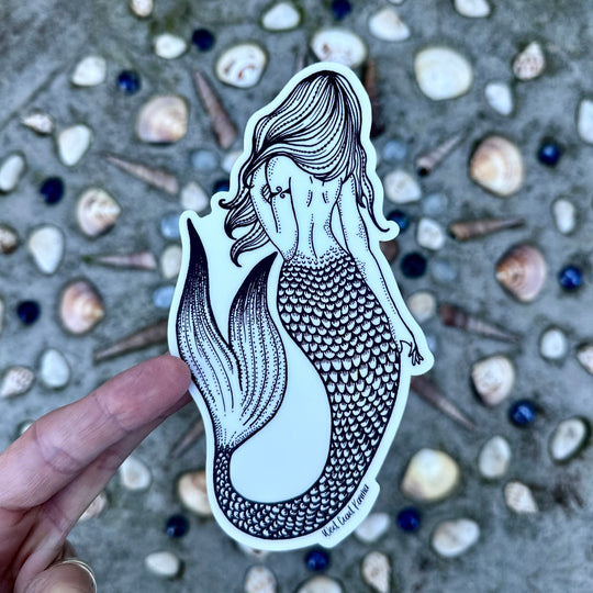 Mermaid Sticker Black and White