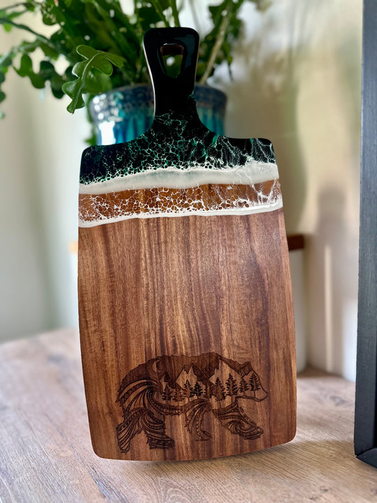 Acacia Wood & Resin Charcuterie Board - Nature Bear