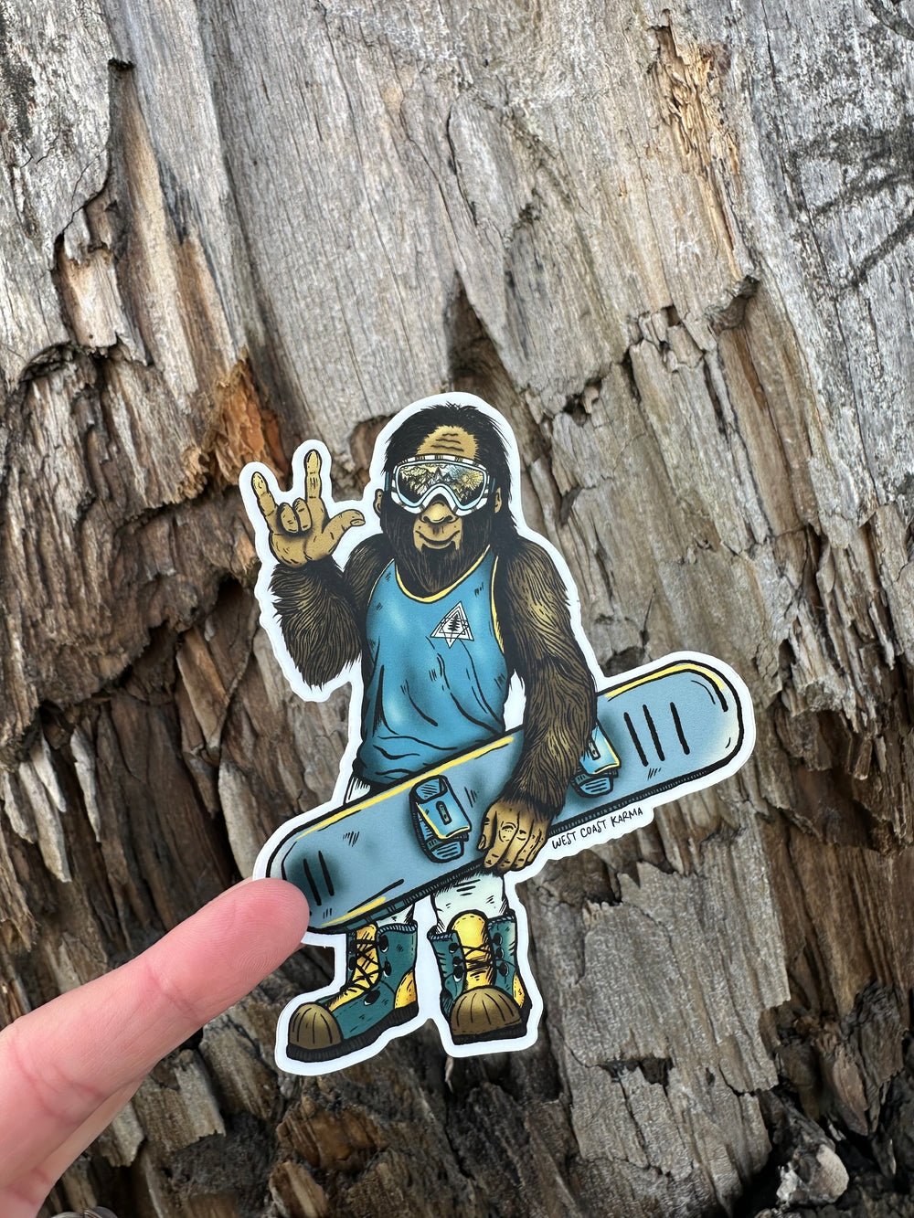Snowboarding Sasquatch Colourful Sticker
