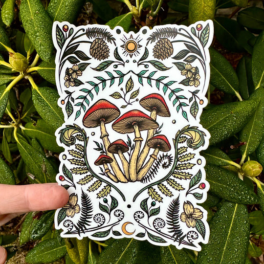 Colourful Cottage Mushroom Sticker