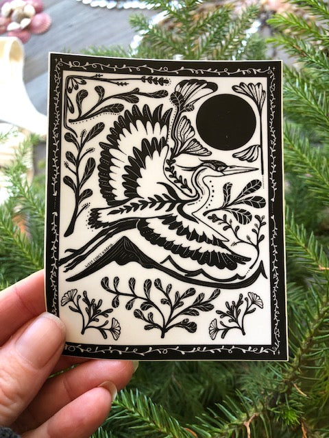 Majestic Heron Vinyl Sticker