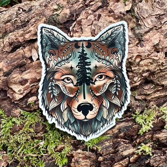 Colourful Forest Wolf Sticker