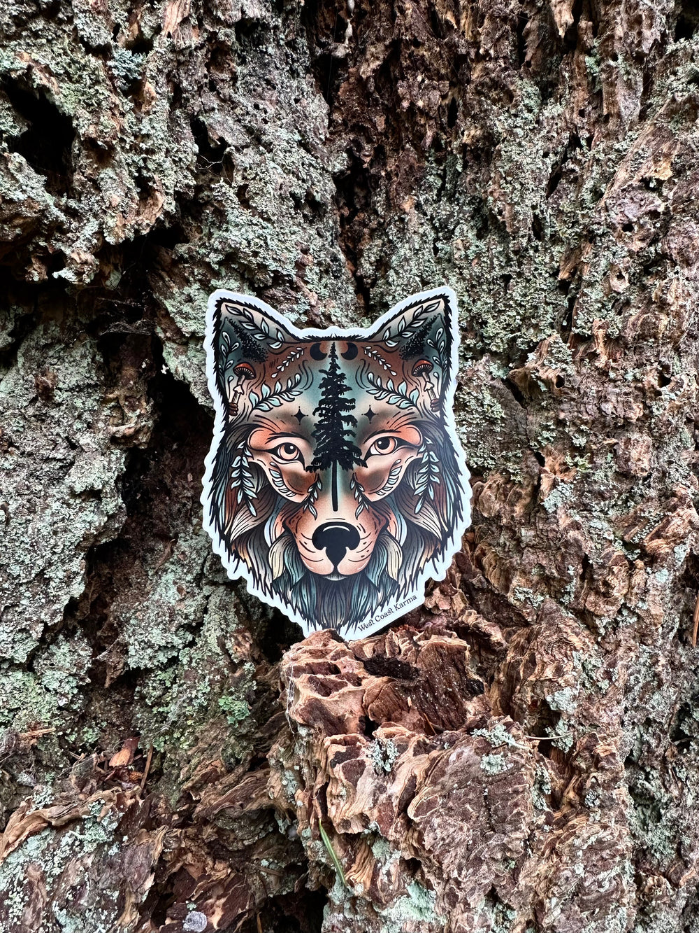 Colourful Forest Wolf Sticker