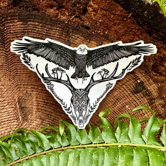 Eagle Deer Skull Sticker