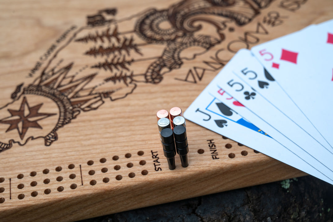 Vancouver Island Engraved Cribbage Board