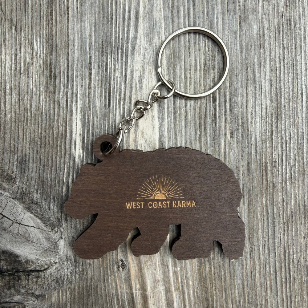 Nature Bear Wooden Keychain