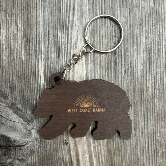 Nature Bear Wooden Keychain