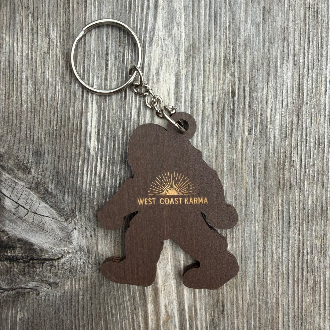 Sasquatch Engraved Wooden Keychain