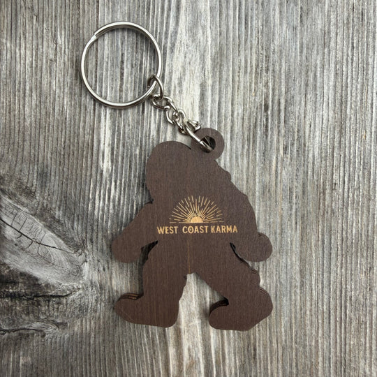 Sasquatch Engraved Wooden Keychain
