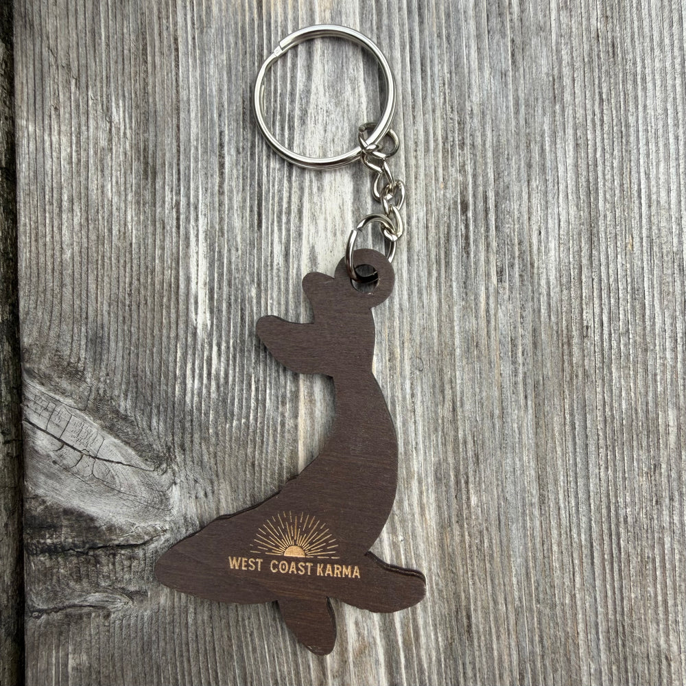 Humpback Engraved Wooden Keychain