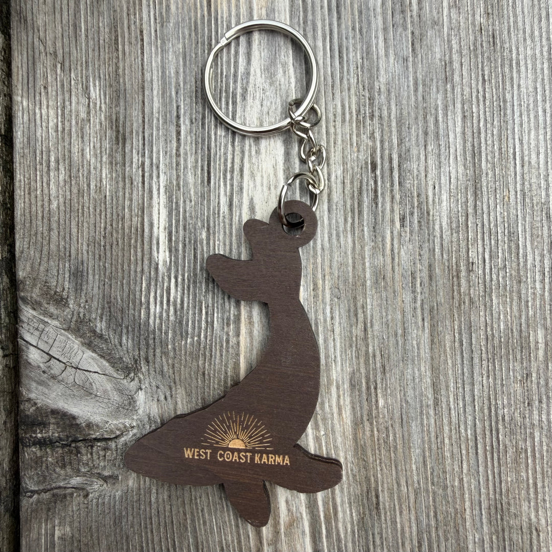 Humpback Engraved Wooden Keychain
