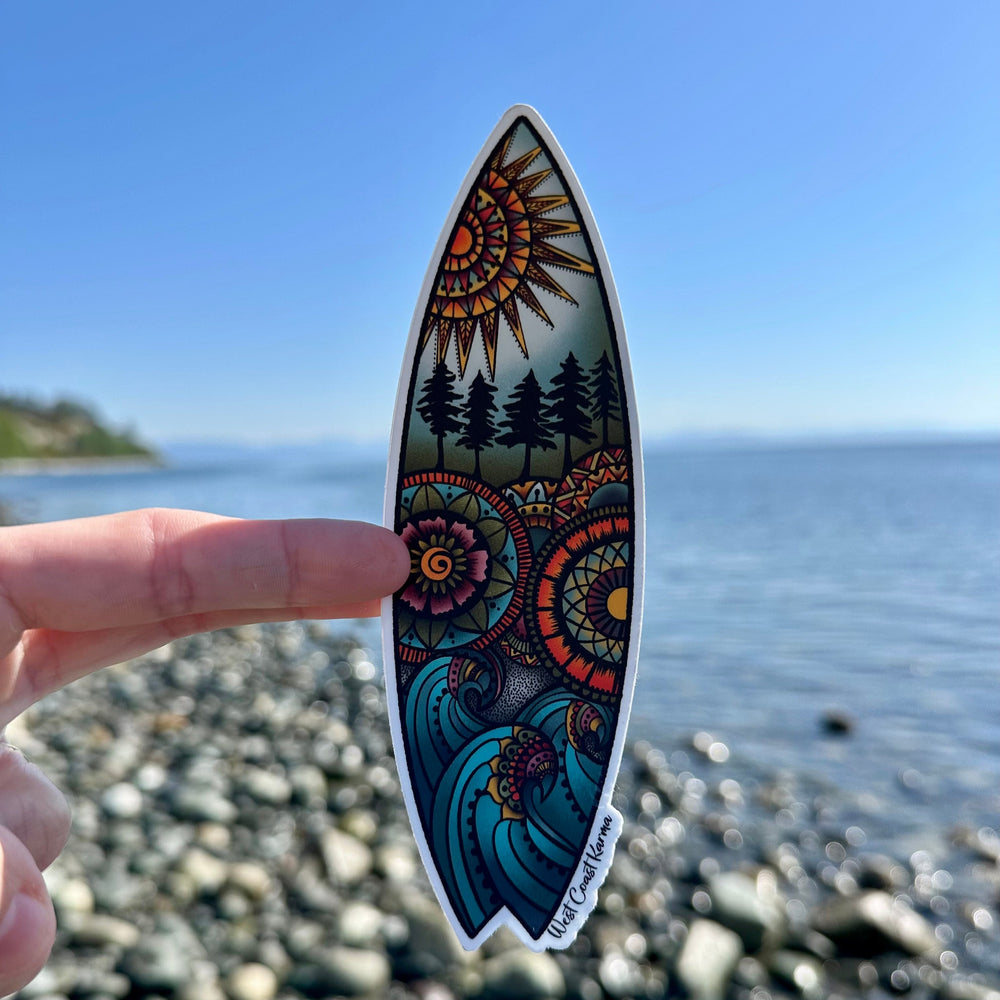 Nature Surf Board Colourful Sticker