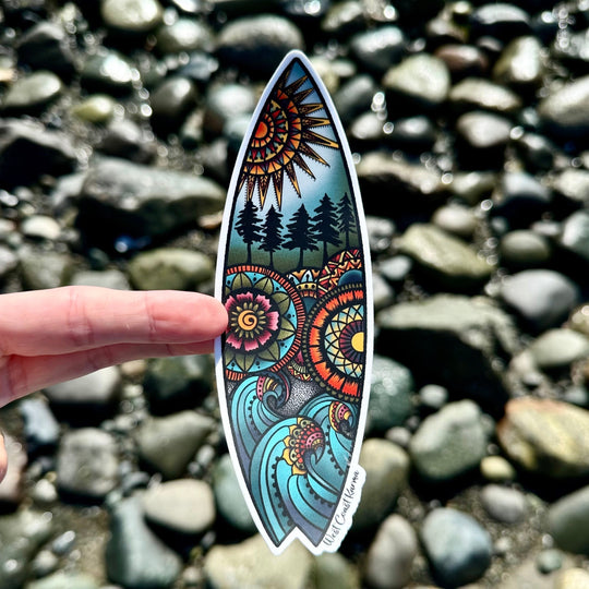 Nature Surf Board Colourful Sticker