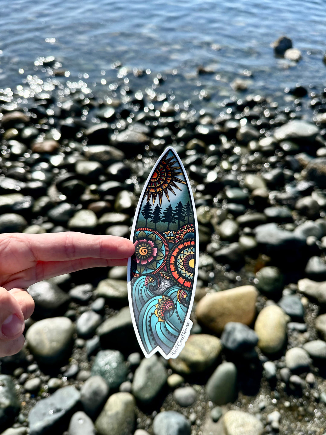 Nature Surf Board Colourful Sticker