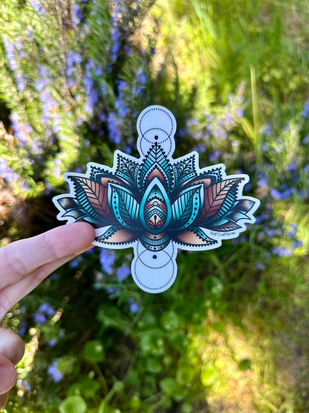Blue Geometric Lotus Clear Sticker