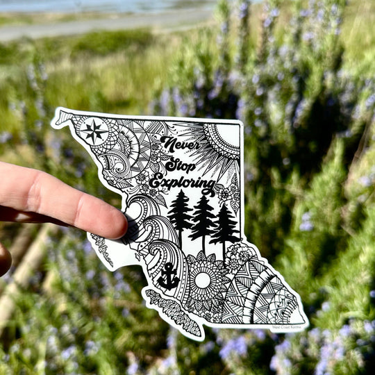 Never Stop Exploring British Columbia Sticker