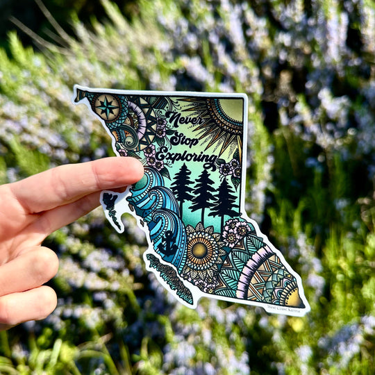 Never Stop Exploring British Columbia Colourful Sticker