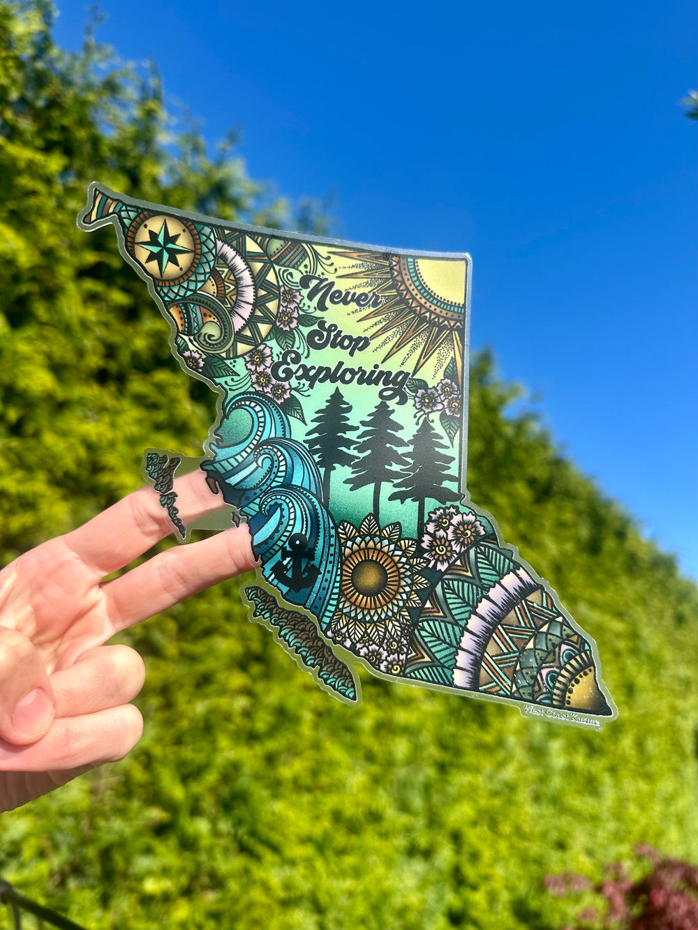 "Never Stop Exploring" British Columbia Decal