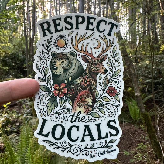 Respect The Locals Forest Animals Colourful Sticker