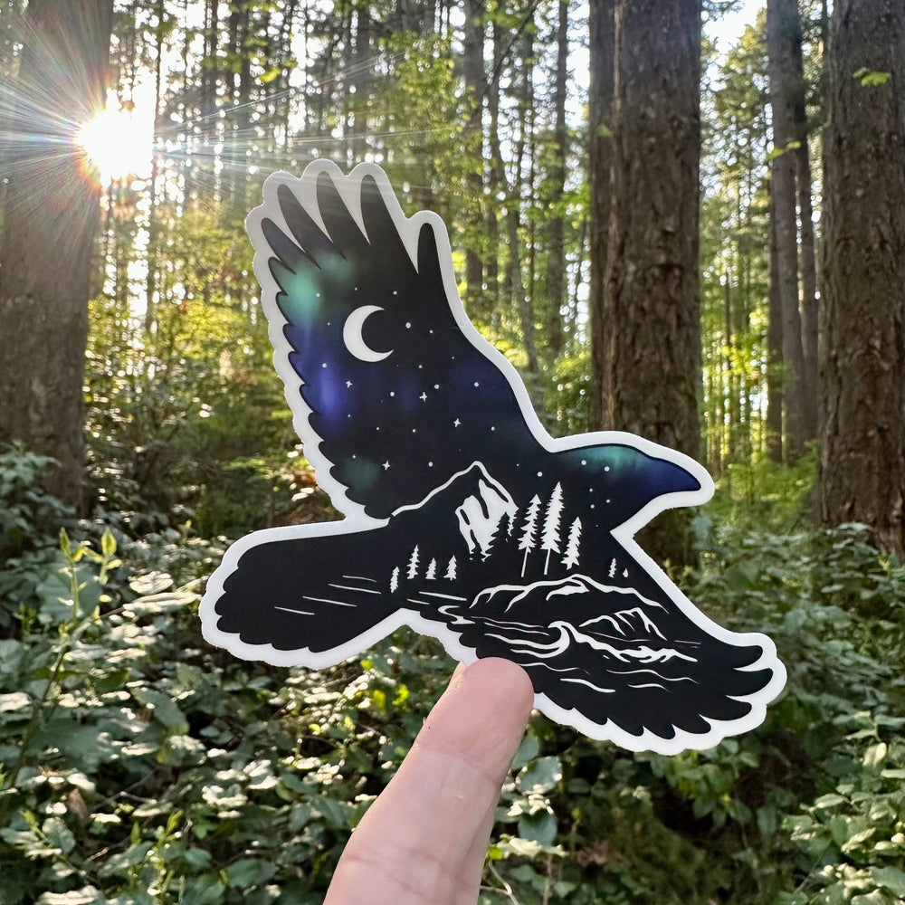Northern Lights Nature Raven Sticker