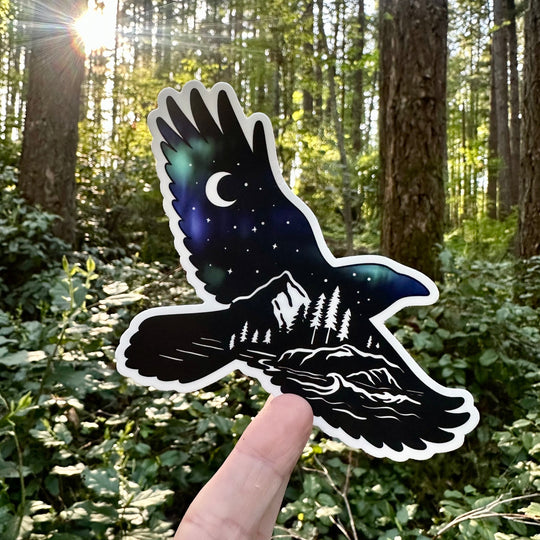 Northern Lights Nature Raven Sticker