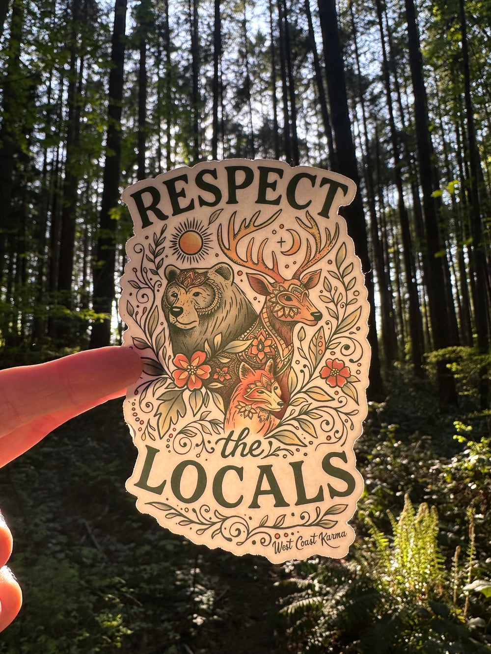 Respect The Locals Forest Animals Colourful Sticker