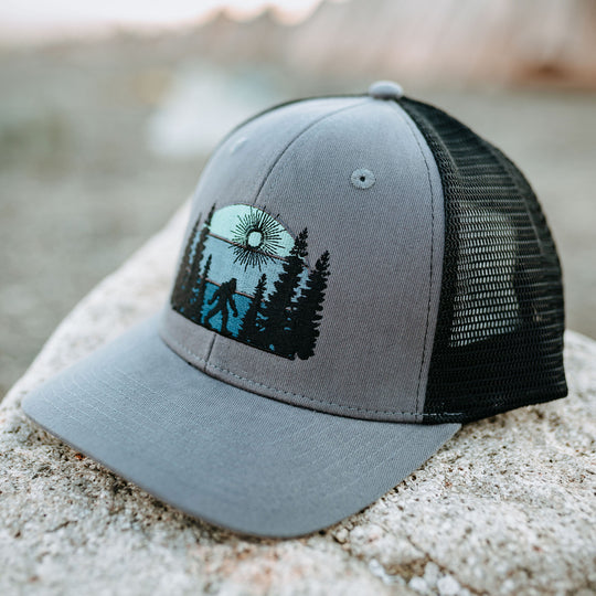 Sasquatch Stroll Trucker Hat- Grey/Black