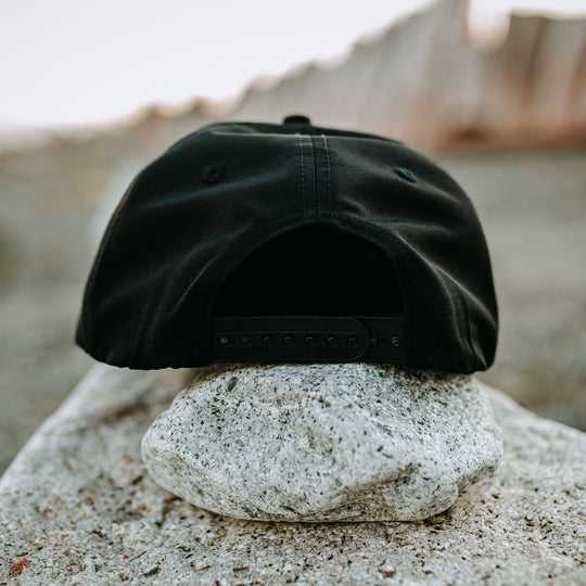 Surfing Sasquatch Cork Flat-Brim Snapback Hat- Black/Mustard