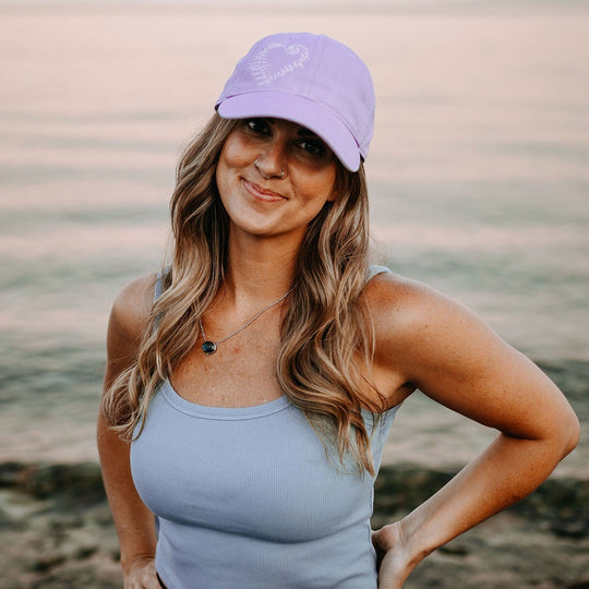 Fern Heart Washed Dad Hat- Lavender