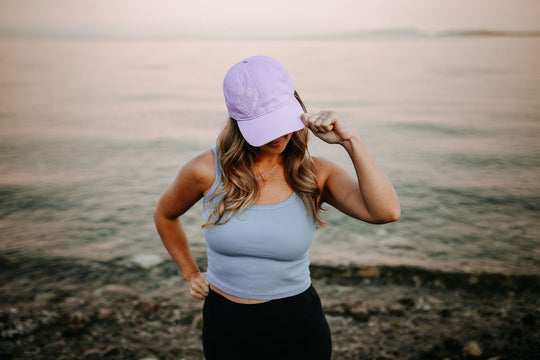 Fern Heart Washed Dad Hat- Lavender