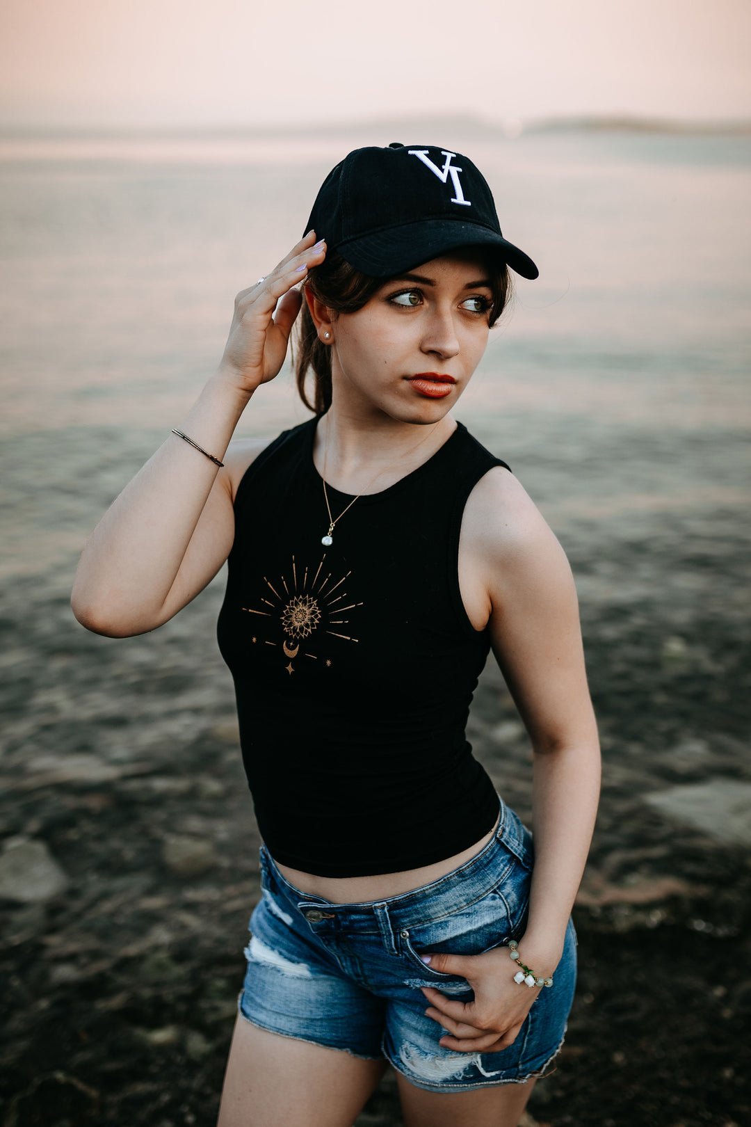 VI Unstructured Baseball Hat- Black