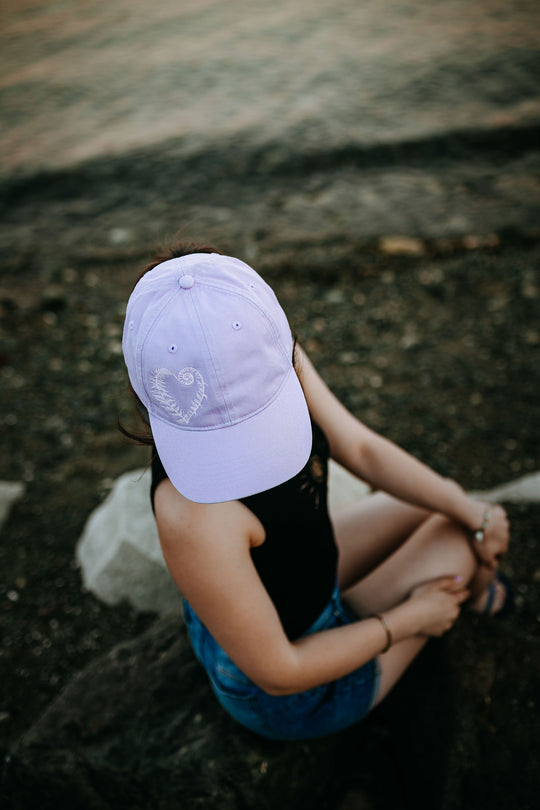 Fern Heart Washed Dad Hat- Lavender