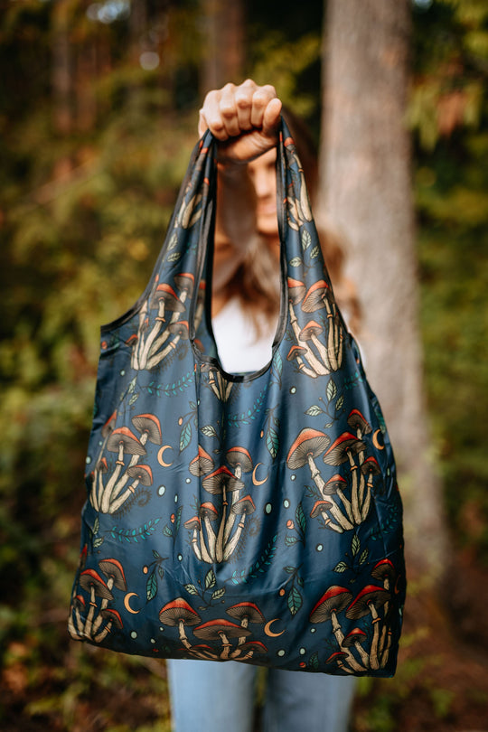 Midnight Mushrooms Foldable Shopping Bag