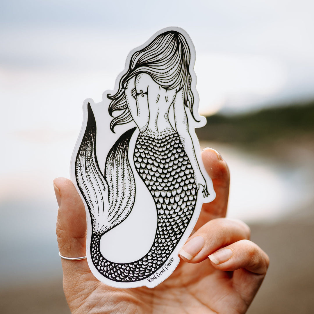 Mermaid Sticker Black and White
