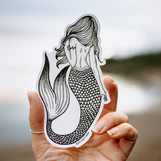 Mermaid Sticker Black and White