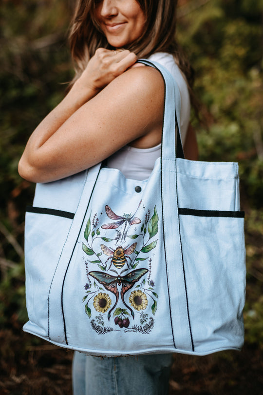 Flying Fauna Large Canvas Tote Bag