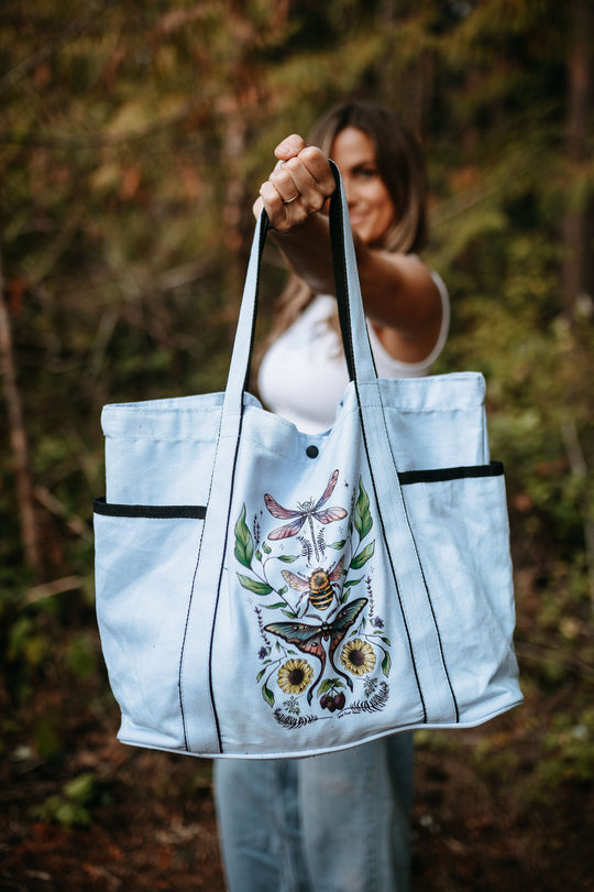 Flying Fauna Large Canvas Tote Bag